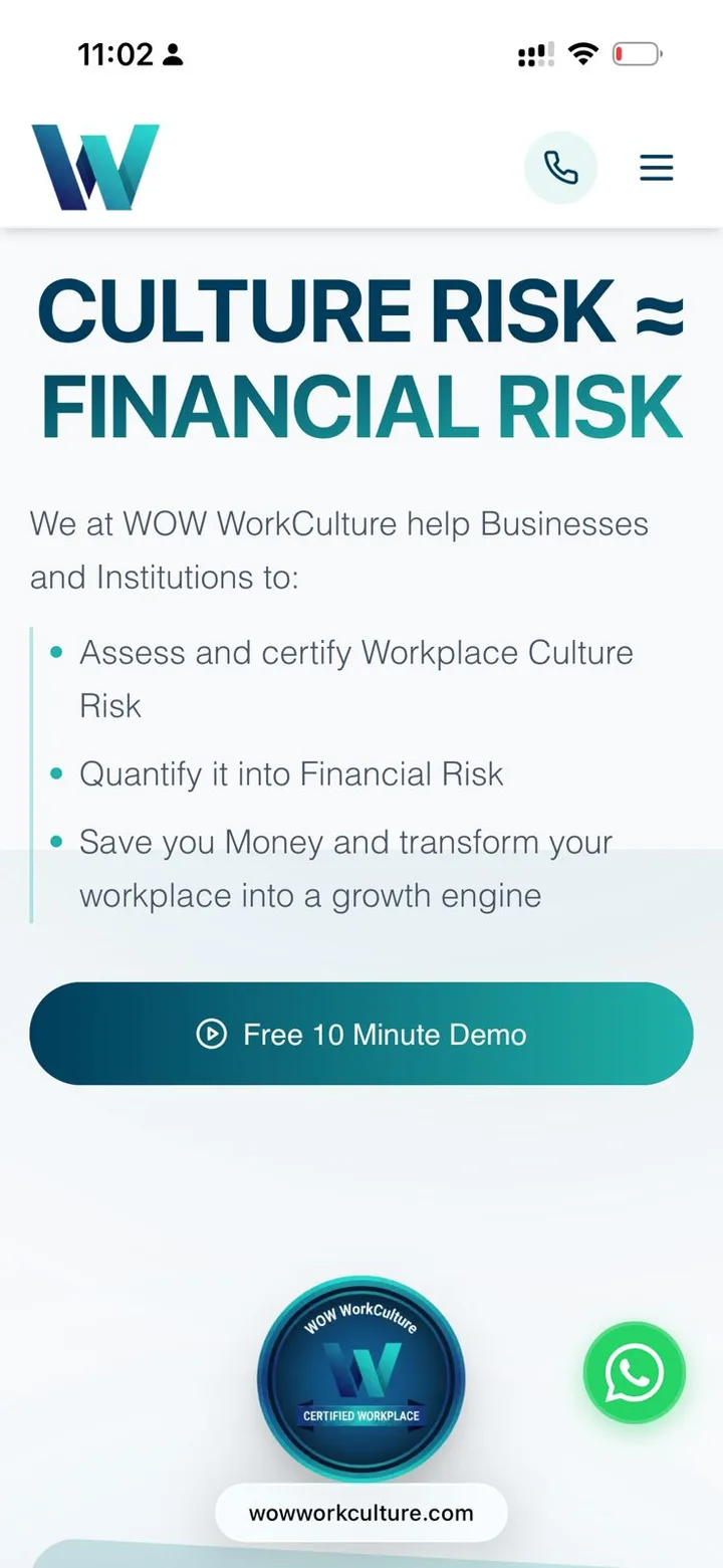 Wow Work Culture — mobile website